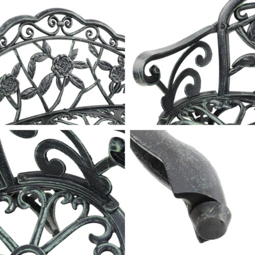 Gardeon Outdoor Garden Bench Seat 100cm Cast Aluminium Patio Chair Vintage Green - Image 6