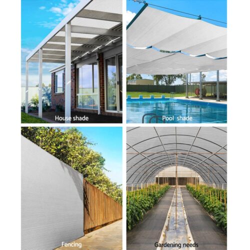 Instahut 50% Shade Cloth 3.66x10m Shadecloth Wide Heavy Duty White - Image 5
