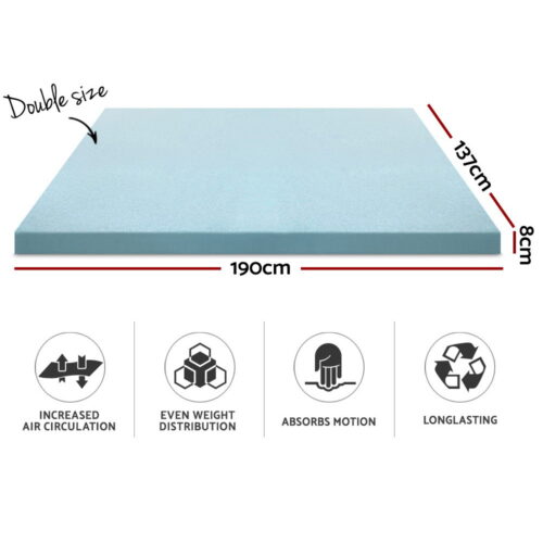 Giselle Bedding Memory Foam Mattress Topper Cool Gel 8cm Double - Image 3