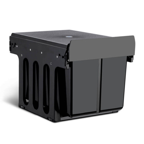 Cefito Pull Out Bin Kitchen Double Basket 2X15L Black - Image 4