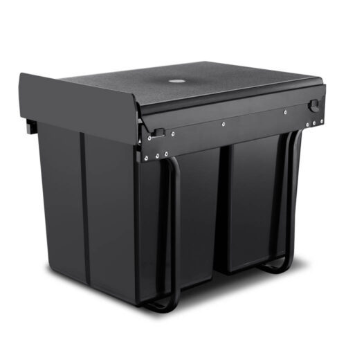 Cefito Pull Out Bin Kitchen Double Basket 2X20L Black - Image 4