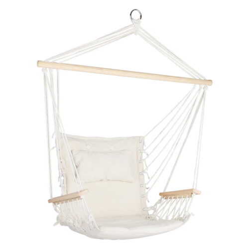Gardeon Hammock Chair Hanging with Armrest Camping Hammocks Cream - Image 2