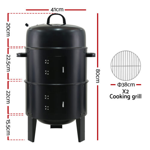 Grillz BBQ Grill 3-In-1 Charcoal Smoker - Image 3