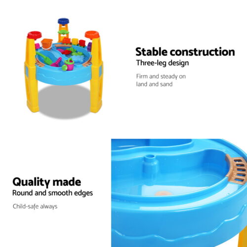 Keezi Kids Sandpit Pretend Play Set Water Sand Table Children Outdoor Toy Umbrella - Image 6