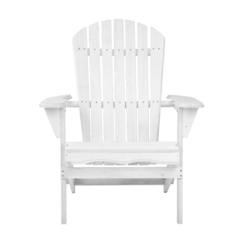 Gardeon Adirondack Outdoor Chairs Wooden Foldable Beach Chair Patio Furniture White - Image 4