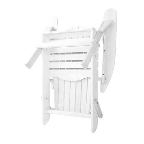 Gardeon Adirondack Outdoor Chairs Wooden Foldable Beach Chair Patio Furniture White - Image 6