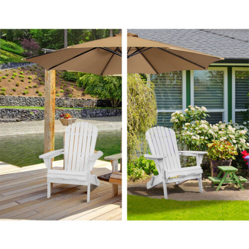 Gardeon Adirondack Outdoor Chairs Wooden Foldable Beach Chair Patio Furniture White - Image 10