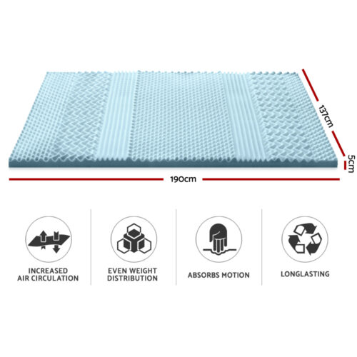 Giselle Bedding Memory Foam Mattress Topper 7-Zone 5cm Double - Image 3