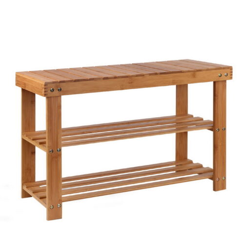 Artiss Shoe Rack Shoe Bench 10 Pairs Bamboo - Image 2
