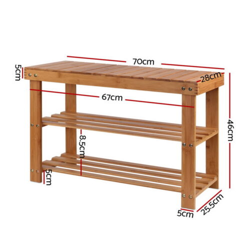 Artiss Shoe Rack Shoe Bench 10 Pairs Bamboo - Image 3