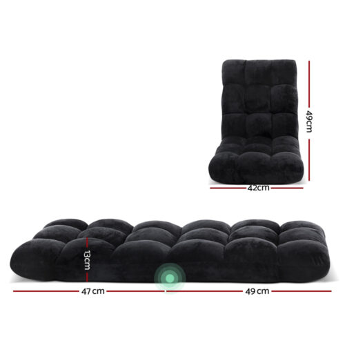 Artiss Lounge Sofa Bed Flannel Fabric Black - Image 3