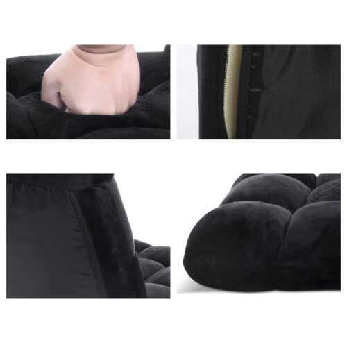 Artiss Lounge Sofa Bed Flannel Fabric Black - Image 4