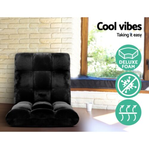 Artiss Lounge Sofa Bed Flannel Fabric Black - Image 5
