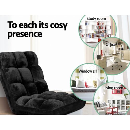 Artiss Lounge Sofa Bed Flannel Fabric Black - Image 7
