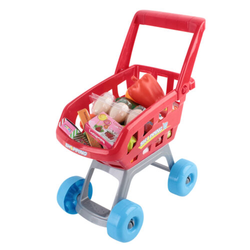 Keezi Kids Pretend Role Play Supermarket 24 Piece Playset Cash Register Trolley - Image 6