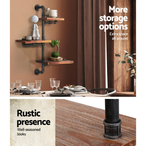 Artiss Floating DIY Pipe Shelf 3 Tiers - IVAN - Image 6