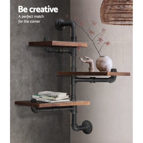 Artiss Floating DIY Pipe Shelf 3 Tiers - IVAN - Image 8