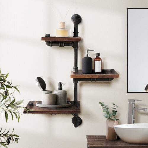 Artiss Floating DIY Pipe Shelf 3 Tiers - IVAN - Image 9