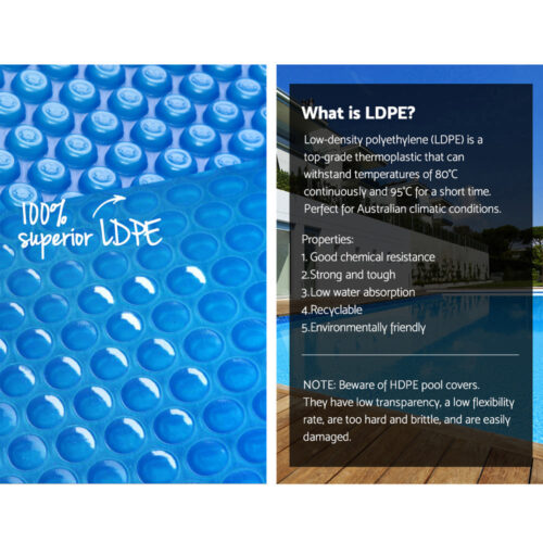 Aquabuddy Pool Cover 500 Micron 9.5x5m Swimming Pool Solar Blanket Blue - Image 3