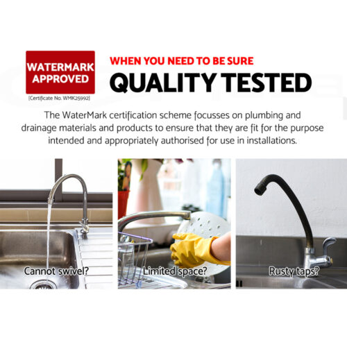 Cefito Kitchen Mixer Tap Mixer Round Sink Faucet Basin Laundry Black - Image 4