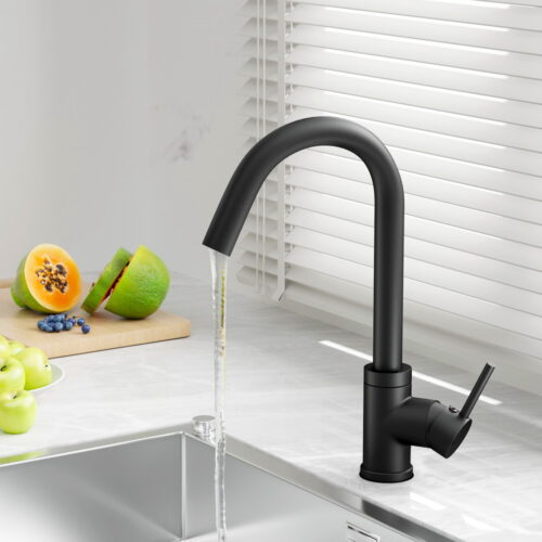 Cefito Kitchen Mixer Tap Mixer Round Sink Faucet Basin Laundry Black - Image 7
