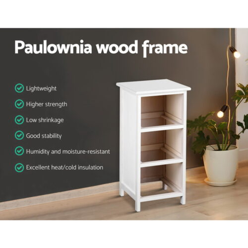 Artiss Bedside Table Bathroom Storage Cabinet 3 Drawers White - Image 4