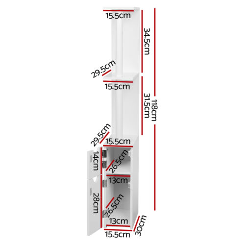 Artiss Bathroom Cabinet Storage 118cm Shelf White - Image 4