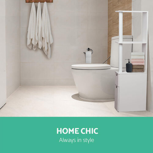 Artiss Bathroom Cabinet Storage 118cm Shelf White - Image 5