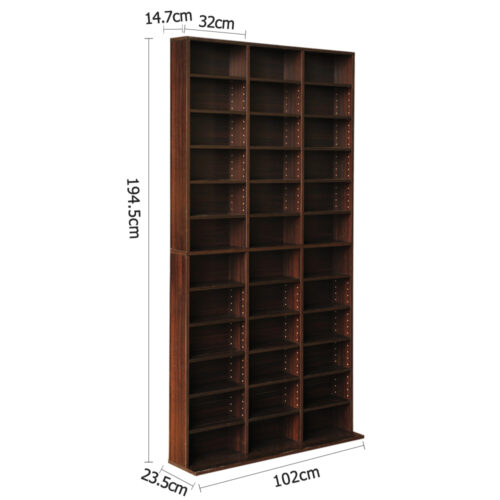 Artiss Bookshelf CD Storage Rack - BERT Walnut - Image 4