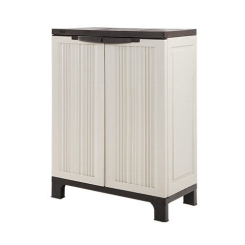 Gardeon Outdoor Storage Cabinet Box 92cm Lockable Cupboard Sheds Garage Adjustable Beige - Image 3