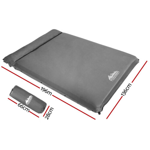 Weisshorn Self Inflating Mattress 10CM Camping Sleeping Mat Air Double Grey - Image 2