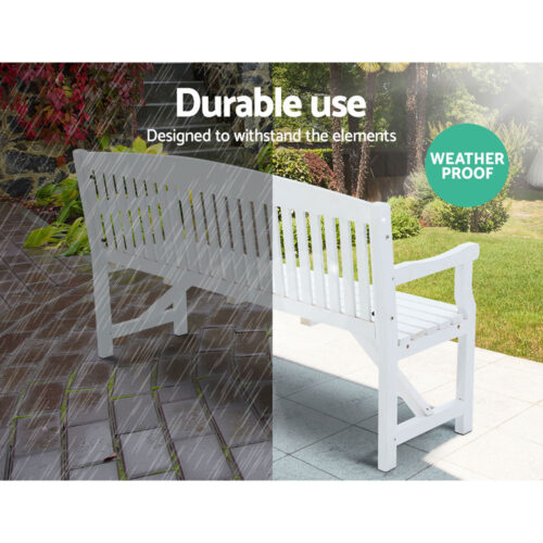 Gardeon 5FT Outdoor Garden Bench Wooden 3 Seat Chair Patio Furniture White - Image 7