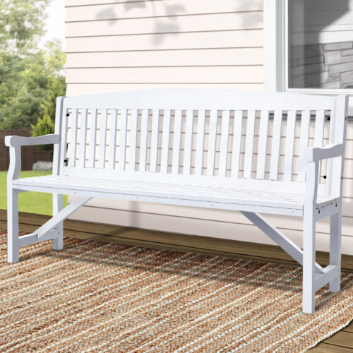 Gardeon 5FT Outdoor Garden Bench Wooden 3 Seat Chair Patio Furniture White - Image 8