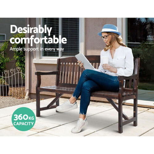 Gardeon 5FT Outdoor Garden Bench Wooden 3 Seat Chair Patio Furniture Charcoal - Image 6