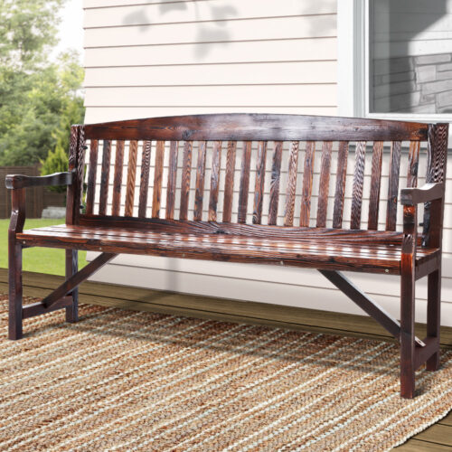 Gardeon 5FT Outdoor Garden Bench Wooden 3 Seat Chair Patio Furniture Charcoal - Image 8