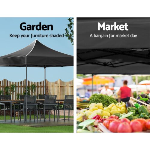 Instahut Gazebo Pop Up Marquee 3x3m Folding Tent Wedding Outdoor Camping Canopy Gazebos Shade Black - Image 4