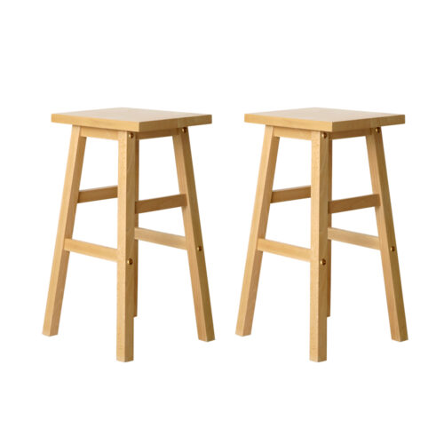 Artiss Bar Stools Kitchen Counter Stools Wooden Chairs Natural x2 - Image 2