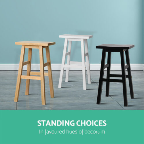 Artiss Bar Stools Kitchen Counter Stools Wooden Chairs Natural x2 - Image 3