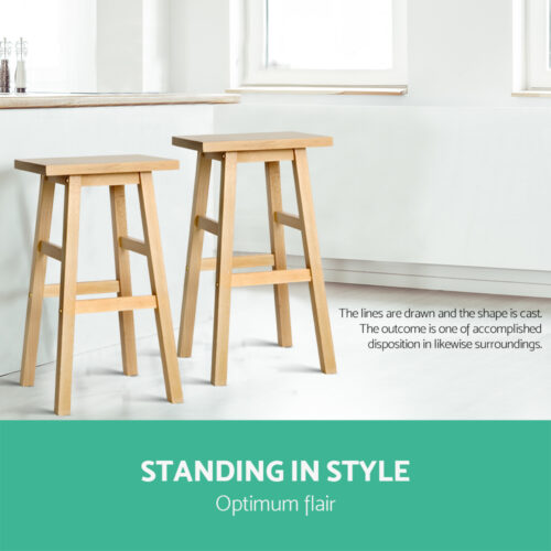 Artiss Bar Stools Kitchen Counter Stools Wooden Chairs Natural x2 - Image 5