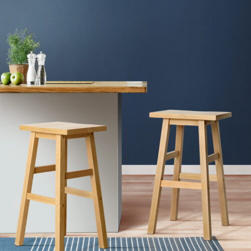 Artiss Bar Stools Kitchen Counter Stools Wooden Chairs Natural x2 - Image 6