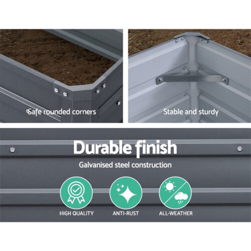 Green Fingers 2x Garden Bed 100x100x77cm Planter Box Raised Container Galvanised - Image 5