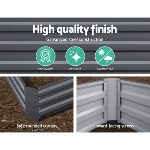 Green Fingers 2x Garden Bed 210x90cm Planter Box Raised Container Galvanised Herb - Image 4