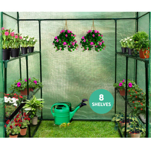Green Fingers Greenhouse 1.4x1.55x2M Walk in Green House Tunnel Plant Garden Shed 8 Shelves - Image 4