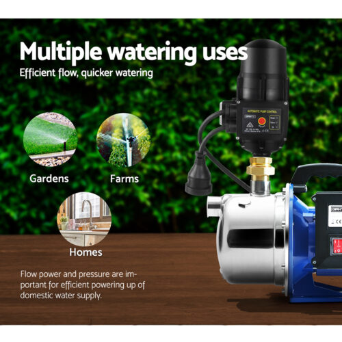 Giantz Garden Water Jet Pump High Pressure 1100W Tank Rain Farm Irrigation Black - Image 3