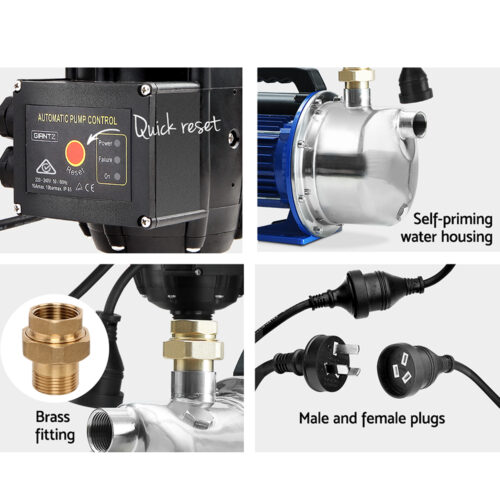 Giantz Garden Water Jet Pump High Pressure 1100W Tank Rain Farm Irrigation Black - Image 5