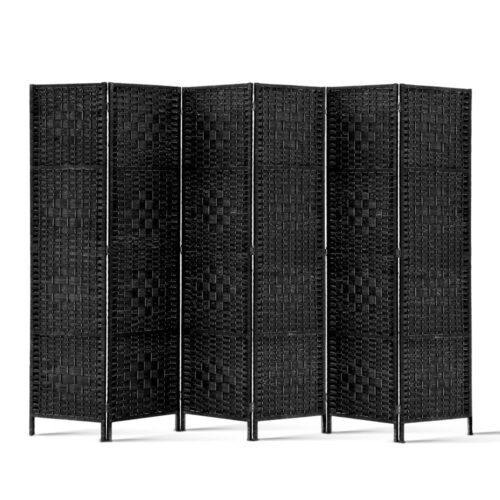 Artiss 6 Panel Room Divider Screen 245x170cm Woven Black - Image 2