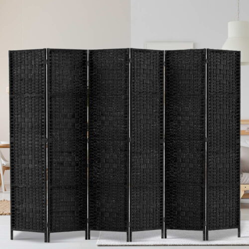 Artiss 6 Panel Room Divider Screen 245x170cm Woven Black - Image 6