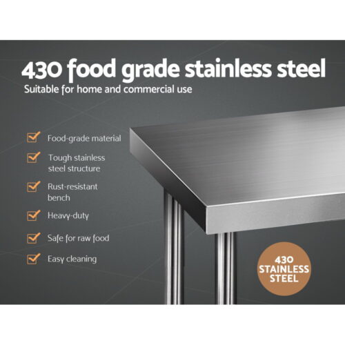 Cefito 610x610mm Stainless Steel Kitchen Bench 430 - Image 2