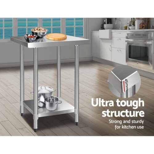 Cefito 610x610mm Stainless Steel Kitchen Bench 430 - Image 3