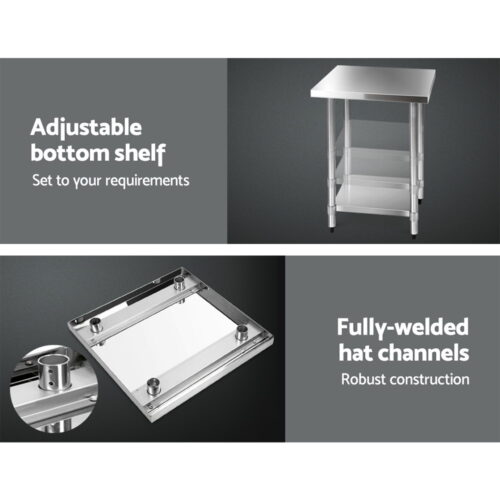 Cefito 610x610mm Stainless Steel Kitchen Bench 430 - Image 4